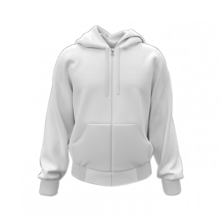 Beyaz Fermuarlı Kapüşonlu Promosyon Sweatshirt